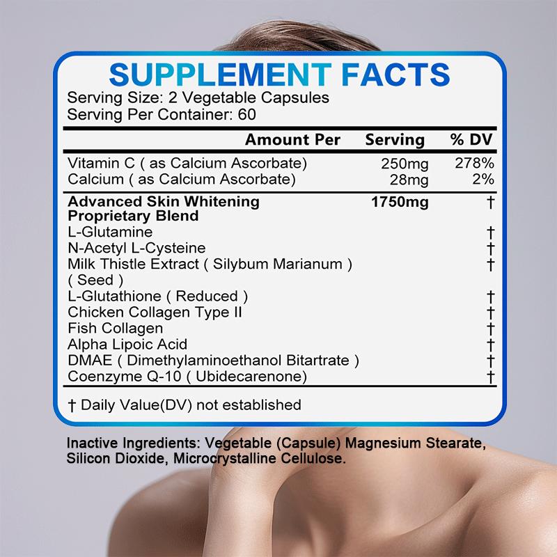 Glutathione Capsules 2028mg Complex Formula with Collagen, CoQ10, Milk Thistle, Vitamin C, 120 Capsules