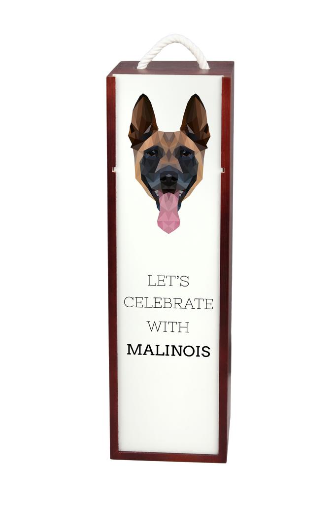 Malinois Owczarek Belgijski - Geometryczne Pudełko Ze Zdjęciem I Napisem Na Wino Marki Art-Dog