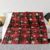 Christmas Red Green Buffalo Plaid Check Flannel Throw Blanket,Xmas Snowflake Birthday Gifts,Winter Holiday Soft Blankets for Bed
