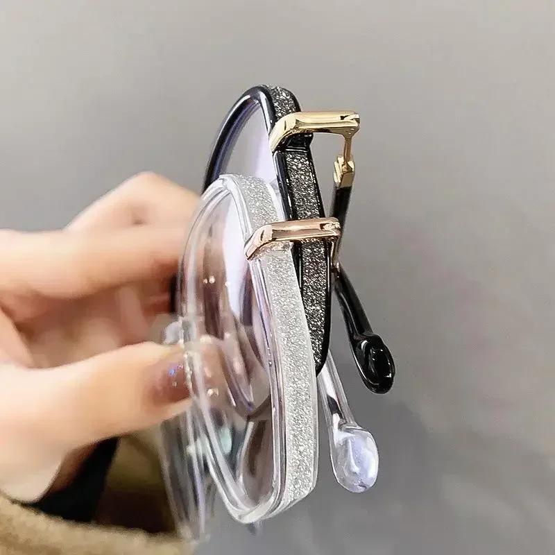 Vintage Square Metal Glitter Frame Reading Glasses Gafas Women Fashion Optical Eyewear Anti-blue Light Presbyopic Eyeglasses