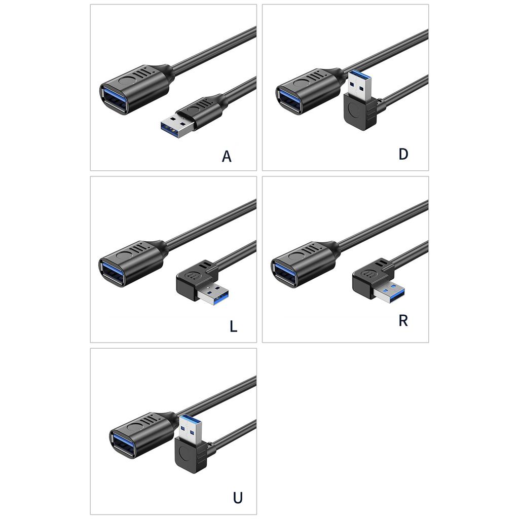 USB Extension Cable 3.0 Male to Female Data Sync USB Extender Cord 90 Degree 5Gbps High Speed Charging Cable for Mouse
