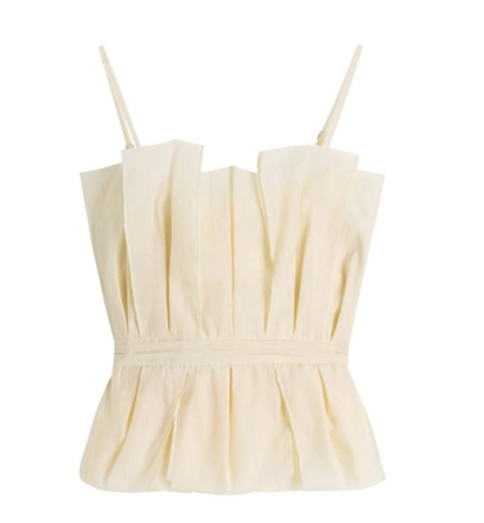 YUANYUAN Ruffled Summer Tucked Mini Perfect for Summer Size Women's Camisole, Camisole, Top, Underwear, Top, High-Waisted, Slimming, Retro, Stylish,
