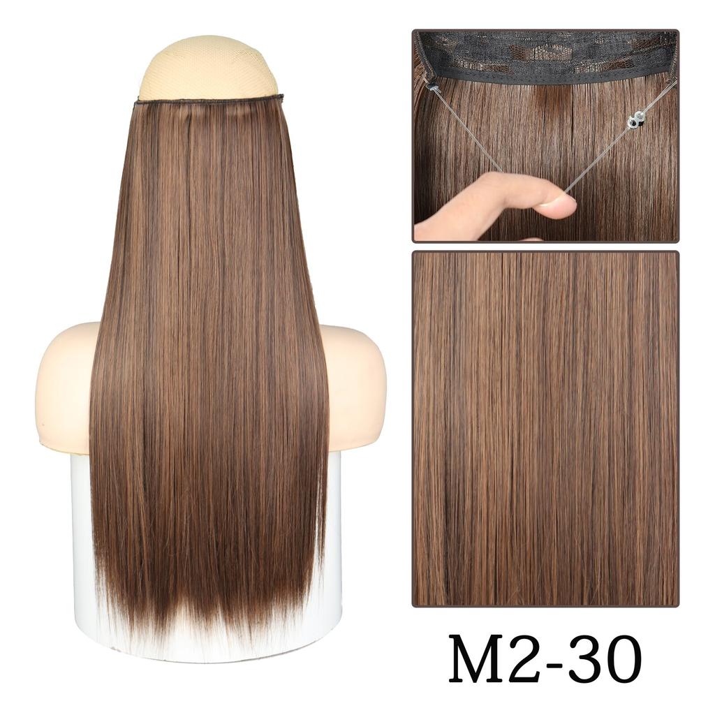 XINRAN Moda Damska Kolor Ombre Niewidoczny Długi Doczepiany Włos Syntetyczny Włókno Długie Falowane Ombre Cosplay Codzienne Noszenie Bez Klipsów Przedłużanie Włosów