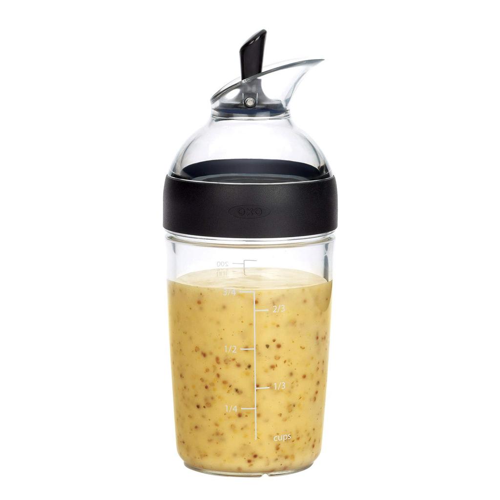 OXO Dressing Shaker Bottle 200ml Black with Recipe