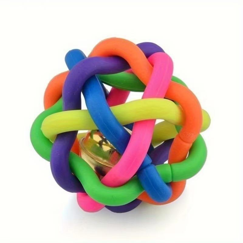 PVC Material Colorful Bell Toy Ball Pet Cat Dog Interactive Chewing Toy Pet Toy Ball Rainbow Bell Ball Creative Dog Rainbow Ball
