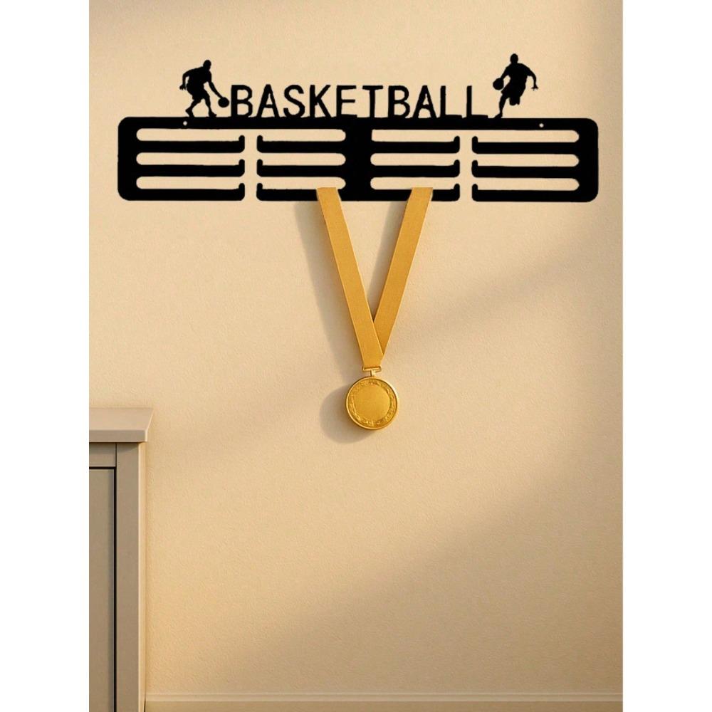 Black Metal Basketball Medal Hanger for Athletes Modern Home Decor