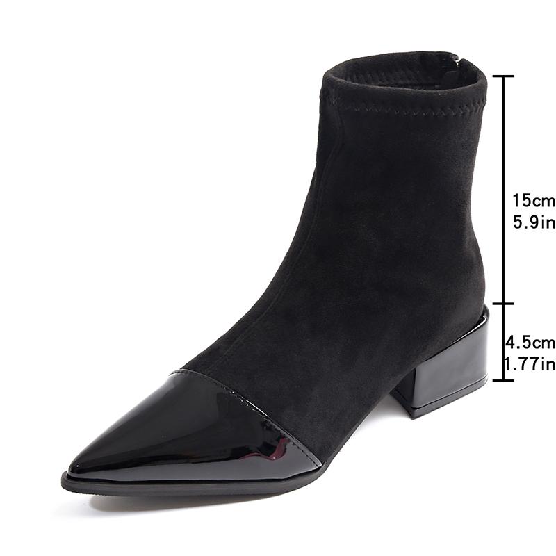 Mote Høst Vintage Slankende Dame Ankelstøvletter Damer Konsise Spisse Lav Hæl Korte Botas Zapatos De Mujer