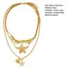 Seashell Starfish Pendant Necklace Coastal Style Layered Necklace Three Chains Necklace for Women Summer Beach Vacation Holiday Jewelry