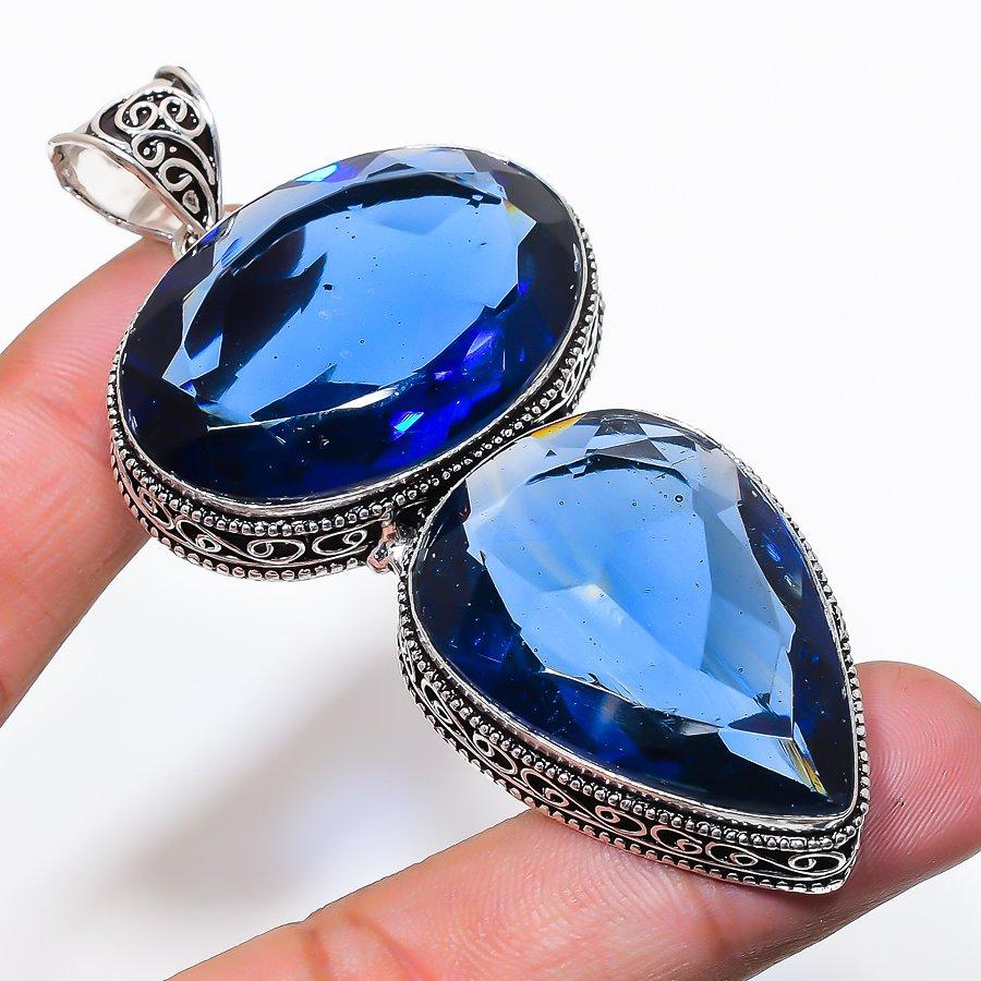 Natural Iolite Quartz Gemstone 925 Sterling Silver Jewelry Pendant 3.23  AP-14304