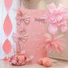 Pink Bow Fireworks Wedding Welcome Sign and Background Wall
