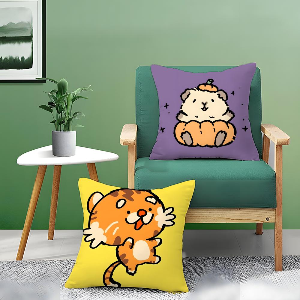 Fantasy Cartoon Colorful Animal Patterns Pillow Case Double-Sided Plush Sofa Cushion Covers Organic Breathable Invisible Zipper