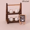 1:12 Dollhouse Miniature Double Layer Dessert Stand Coffee Cup Furniture Home Model Decor Toy Doll House Accessories