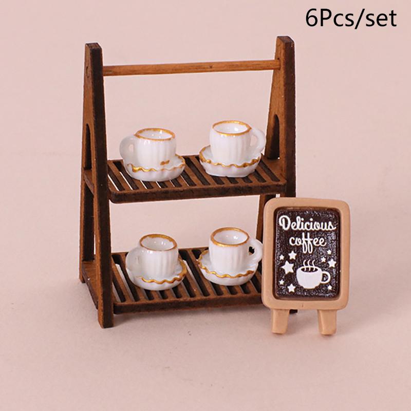 1:12 Dollhouse Miniature Double Layer Dessert Stand Coffee Cup Furniture Home Model Decor Toy Doll House Accessories