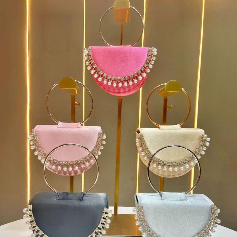 Circular Clutch, Dinner Handbag, Handbag, Women's Small Bag, Rhinestone Bag