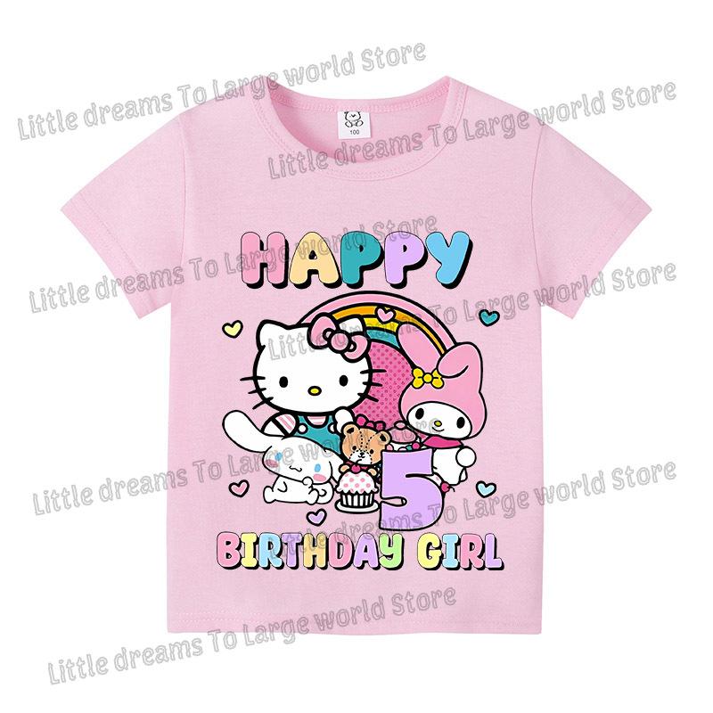 Baby Girls Birthday Number 19 Tshirt Cartoon Print Short Sleeve Tee Childrens Clothing Party Supplies Cotton Tee