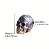 1pc Vintage Gothic Carved Skull Bead Pendant, Copper Double-Handed Skeleton Charm for DIY Jewelry Making, Daily & Party Accessory