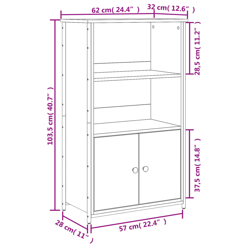 Highboard Gray Sonoma 62 x 32 x 103.5 cm Particleboard