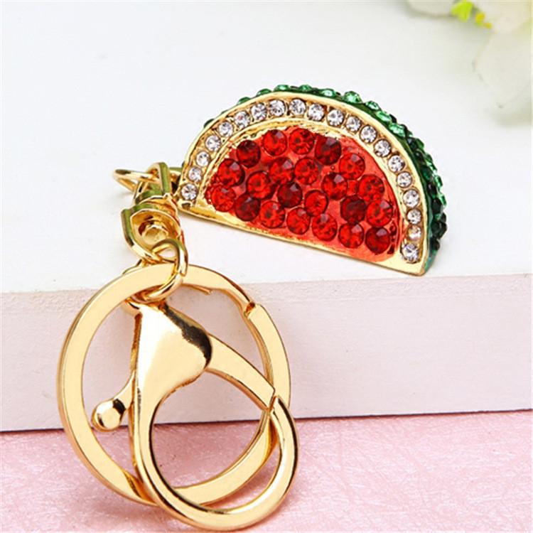 Charming Metal Watermelon Keychain Accessory With Sparkling Rhinestones For Bags