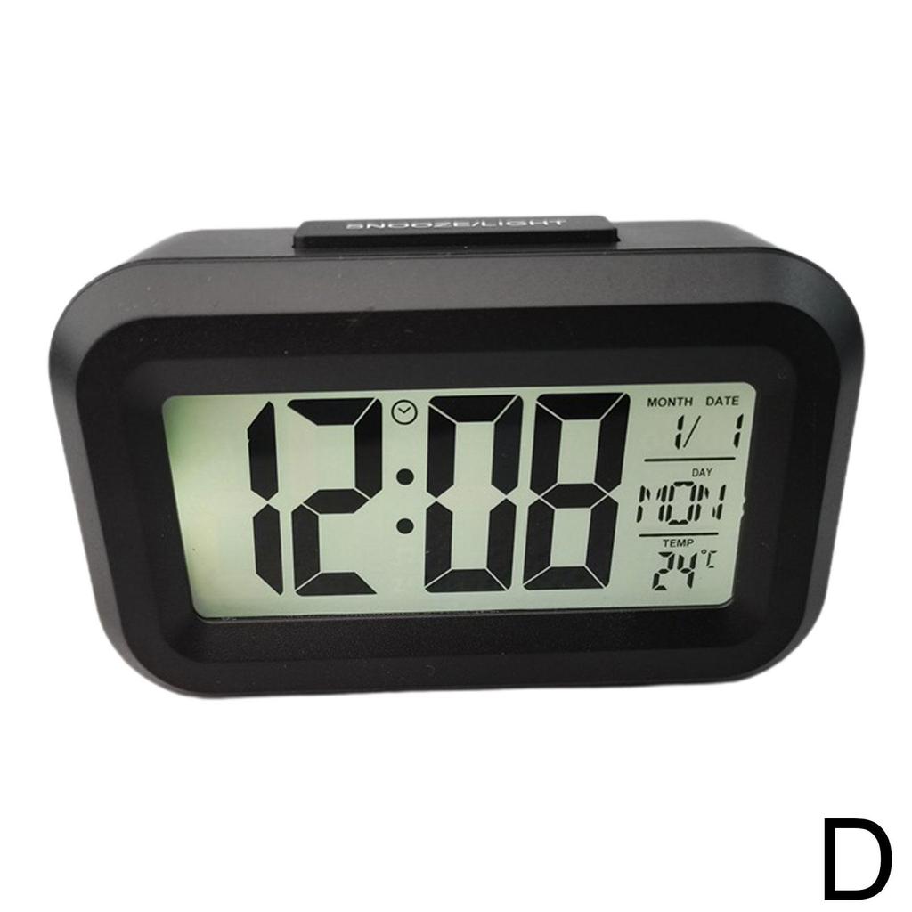 Mini Timer Digital Alarm Clock Black White Display with Temperature Calendar Timer Led Light for Bedroom Desktop Office Clock