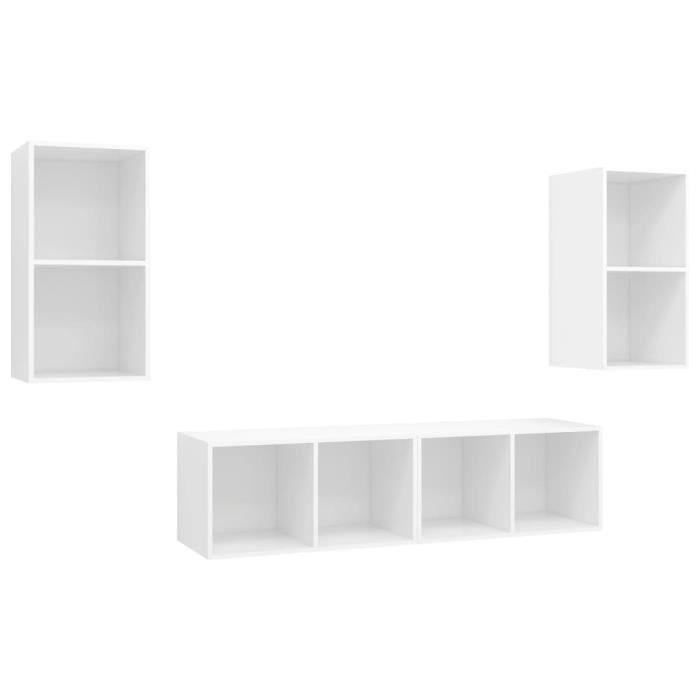 VidaXL Meubles TV muraux, 4 pcs, Blanc Aggloméré
