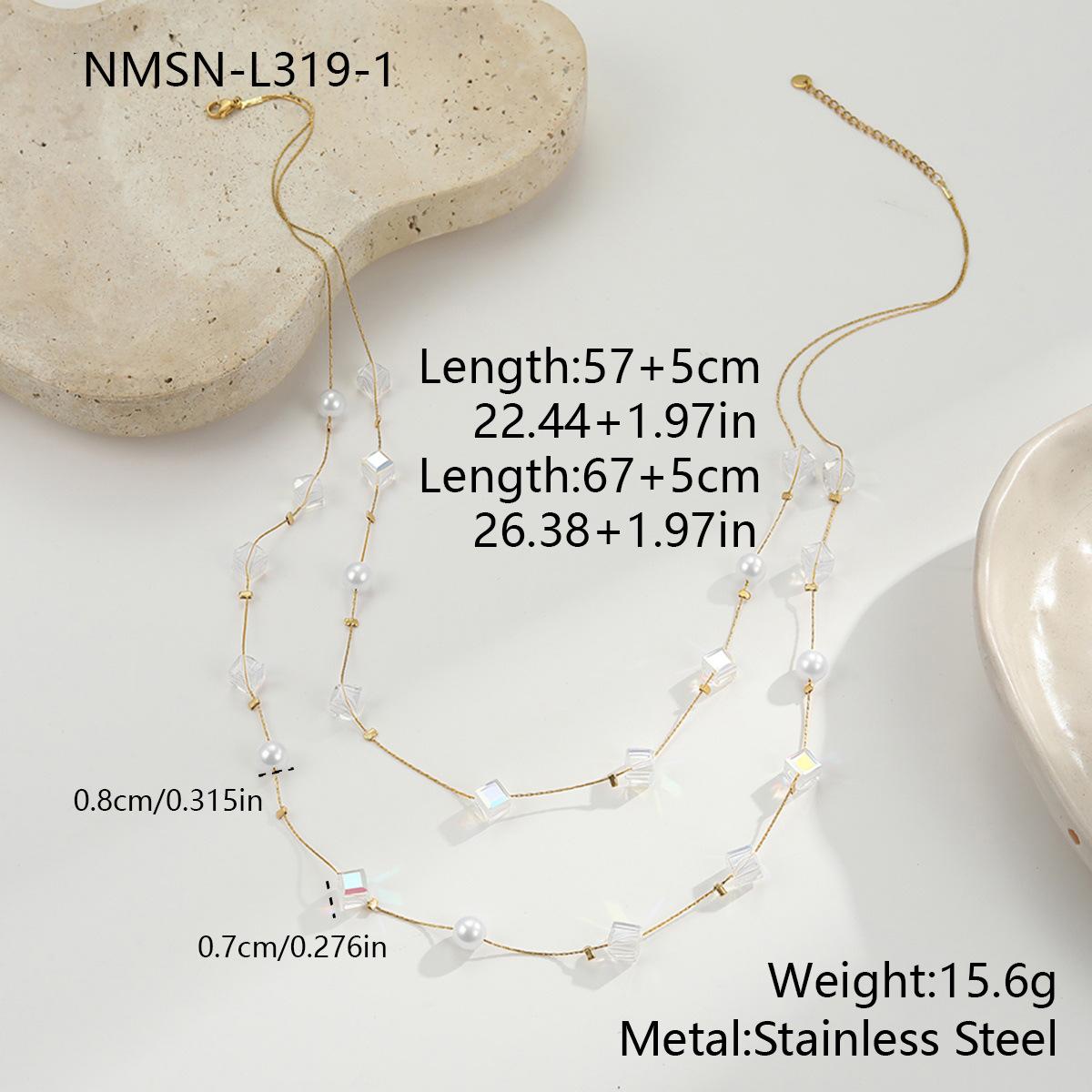GEMCHIC Women s Korean Fashion Versatile Long Pendant Necklace Elegant Natural Stone Handmade Bead Design Titanium Steel Chain Jewelry