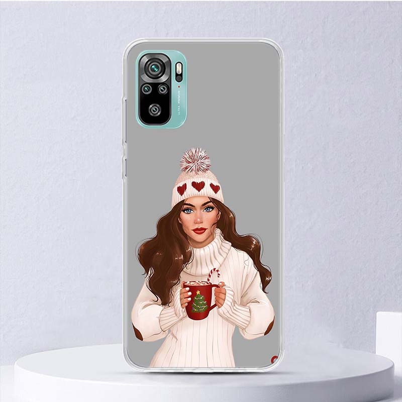 Artă de Crăciun Fete Cafea Husă Moale Pentru Xiaomi Redmi 10 10A 10C 9 9A 9C 9T Husă Telefon 8 8A 7 7A 6 6A S2 K20 K40 Pro 10X Fundă