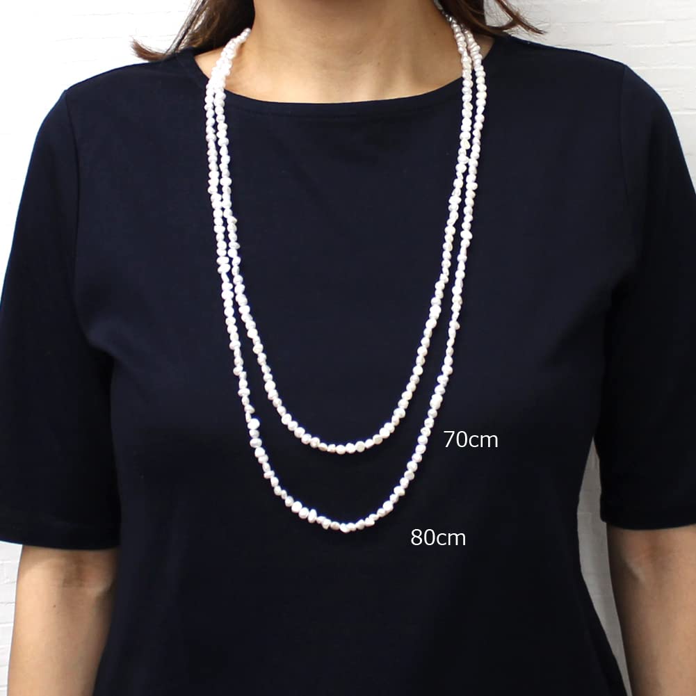 Colar de Pérola Barroca Pérola de Água Doce com Ajustador de Corrente Branco Acessórios Simples Metal Dourado Hipoalergênico Feito no Japão nif0069 70cm [miwaki]