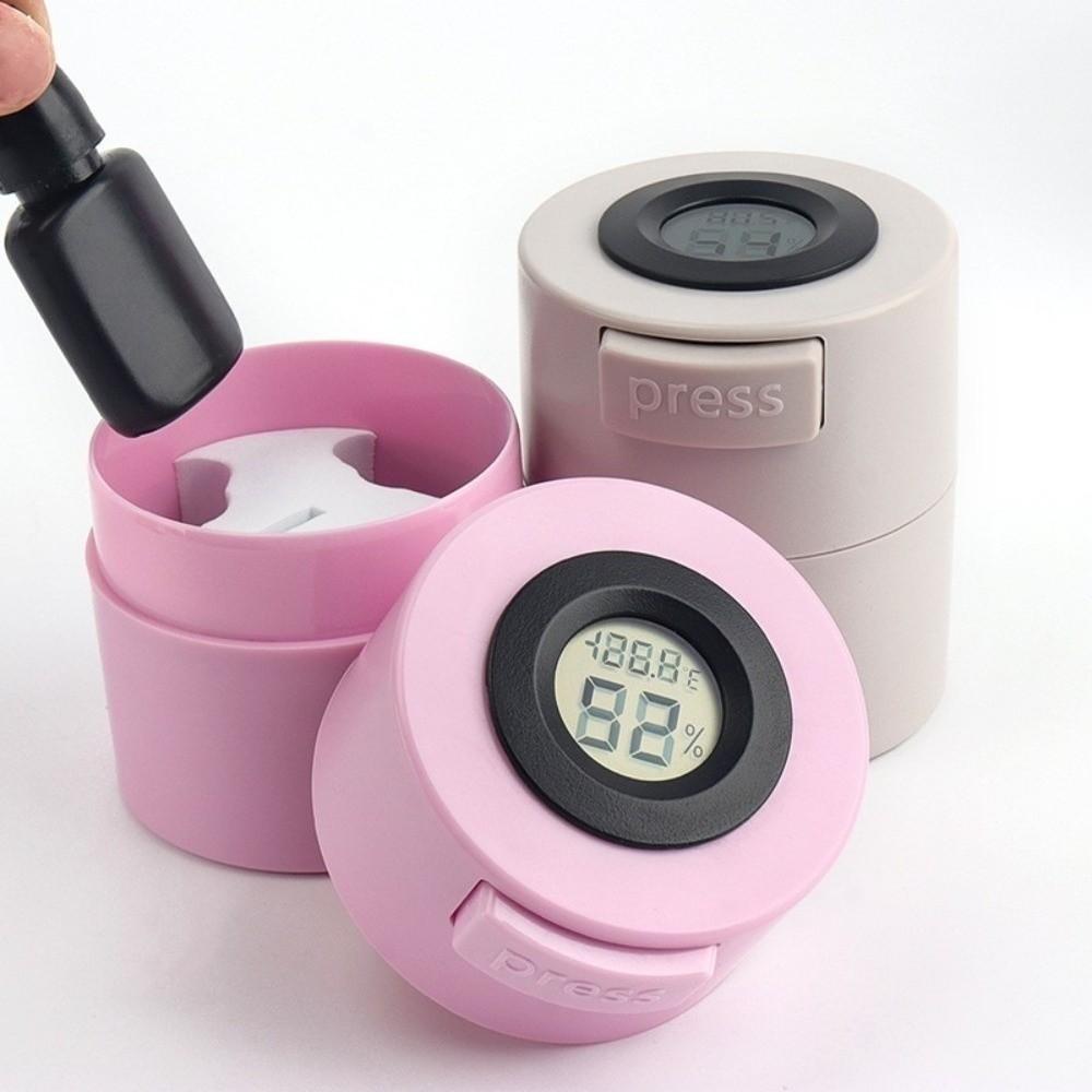 1pcs Plastic Eyelash Glue Storage Tank Temperature Humidity Digital Display Lashes Adhesive Jar
