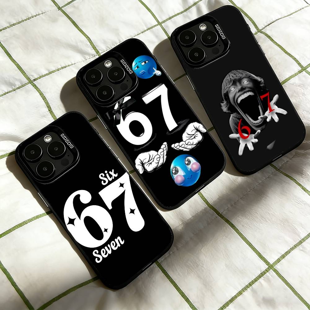 Six S-Seven 67 Phone Case For iPhone 17,16,15,14,13,12,11 Plus,Pro Max,XS,Colored Silver Plated Inside Cover