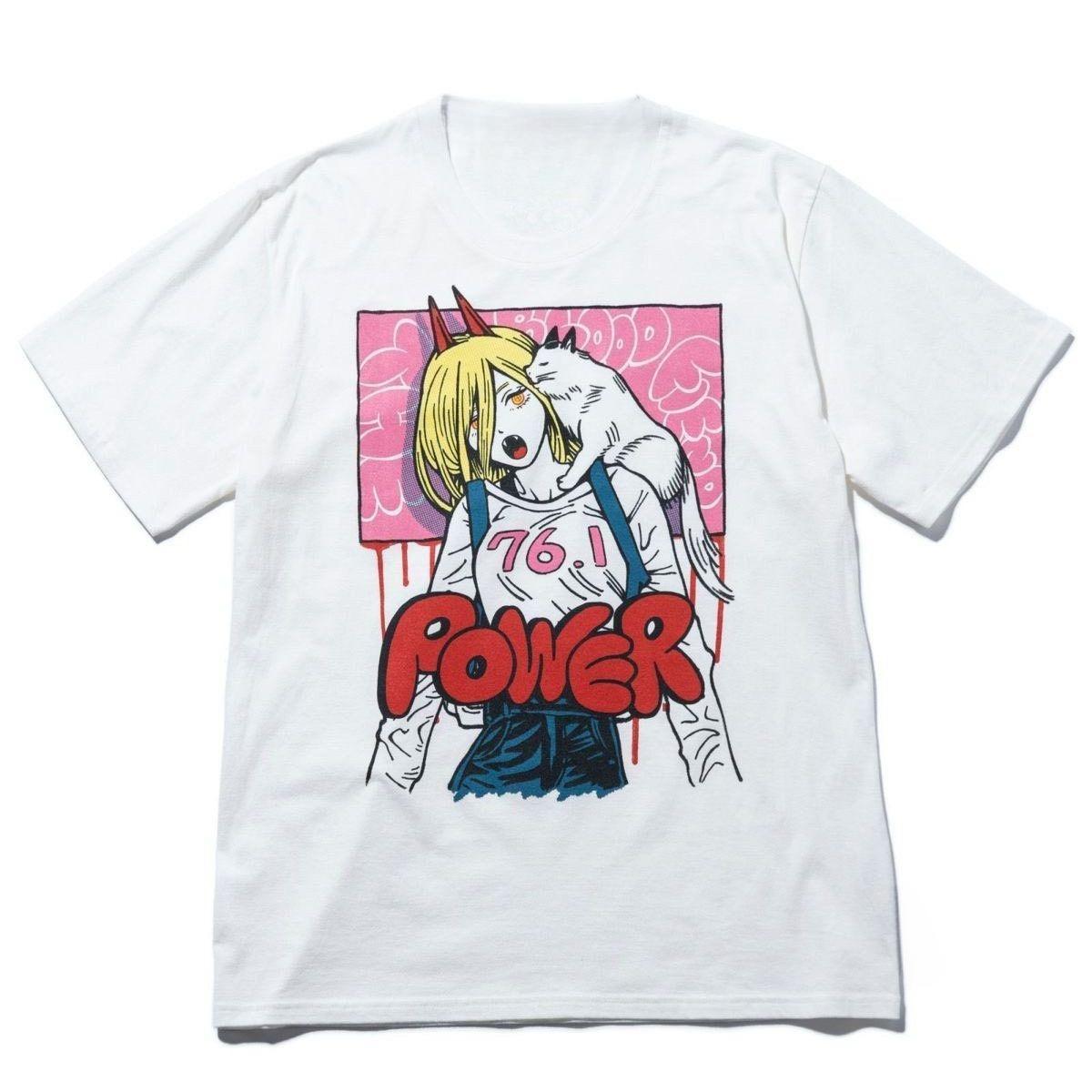 

Anime Girl with Horns and Cat Tshirt 76 Power Print 2026 Summer Unisex Cotton Short Sleeve Casual Tee Streetwear Pink Cloud 3XL