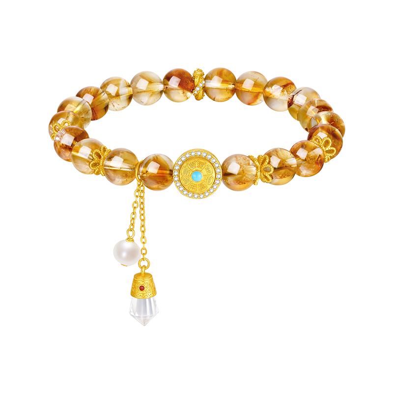 Chow Tai Seng Eight Auspicious Citrine Bead Bracelet