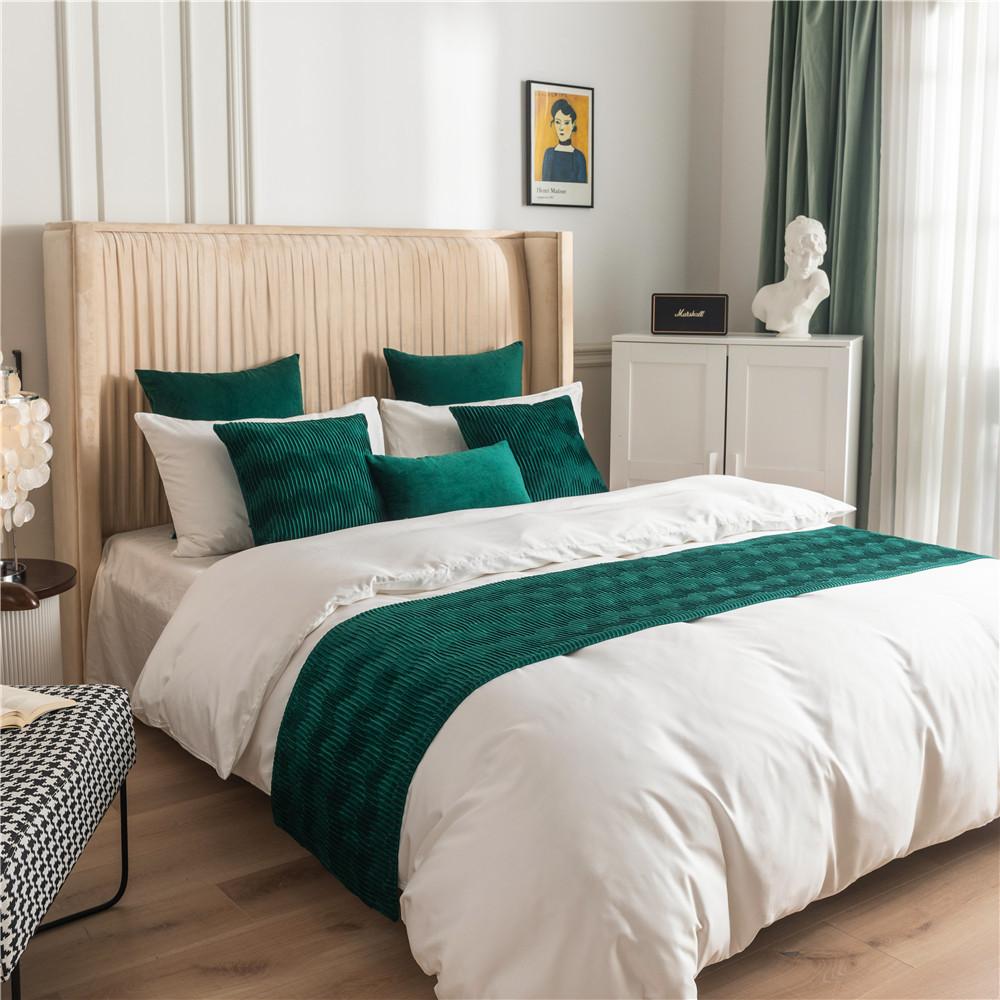 Geometric Patterned Reversible Bed Flags Simple and Stylish Versatile for Hotel Decor Bed End Scarf Bedding Home Textile Home Bedroom Decorat