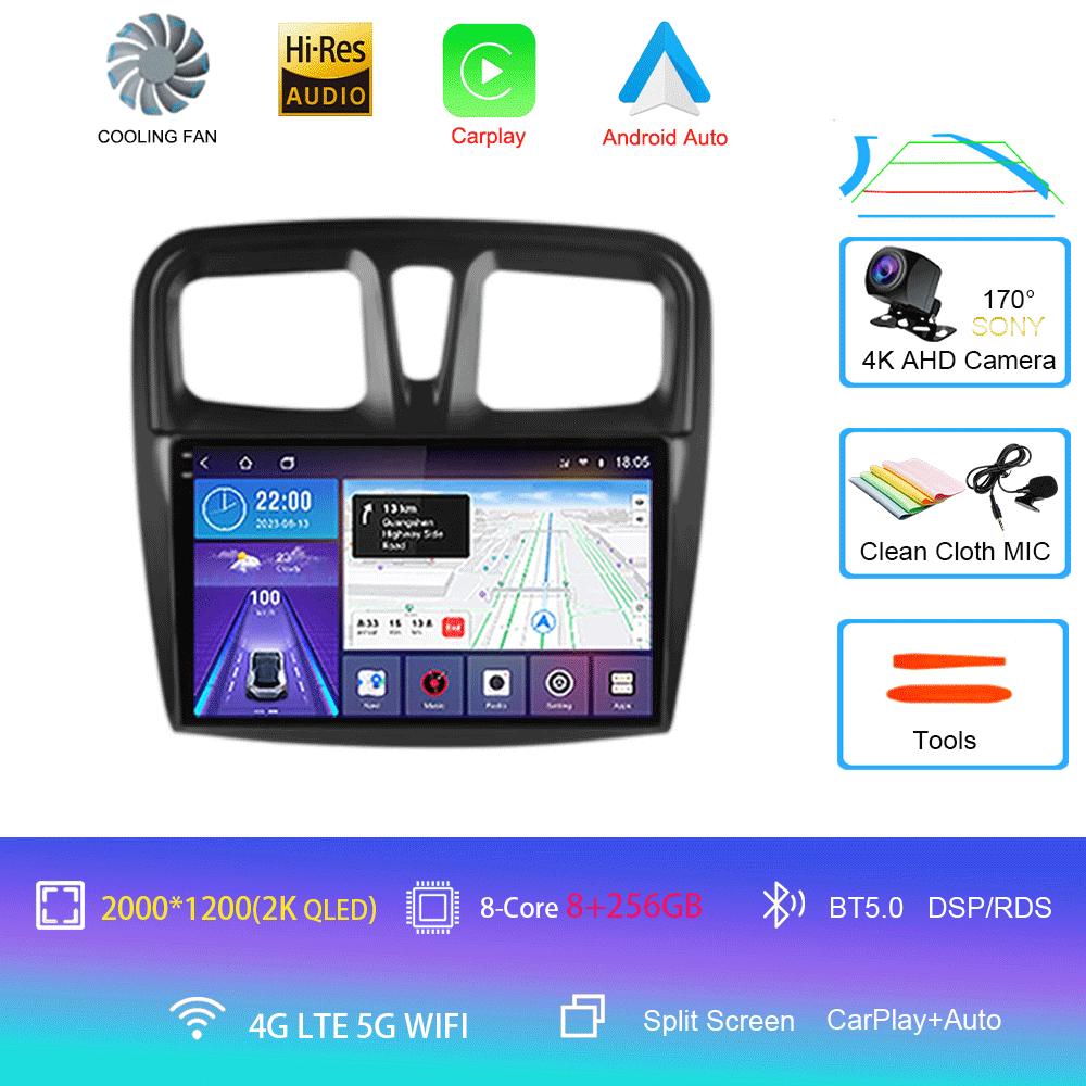 For Renault Logan 2 Sandero 2 2012-2019 Car Radio Android 14 Carplay Auto 2K Screen Multimedia Player Autoradio Stereo Head Unit