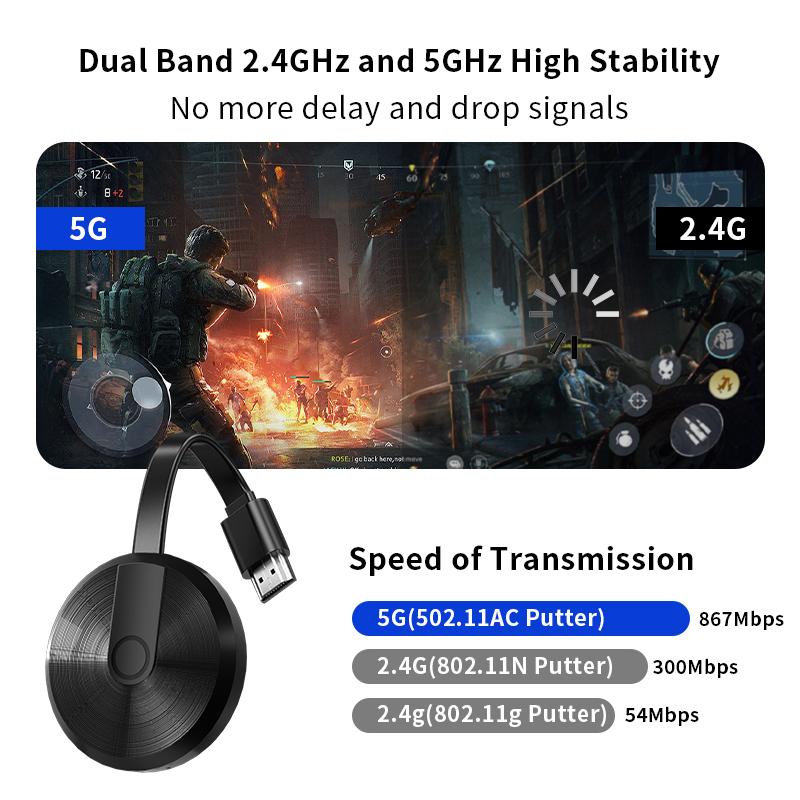 4K 5G Screen Projector Mobile Phone Connected To TV Wireless HDMI Transmission To Computer Monitor 4K HD HDMI Media Player