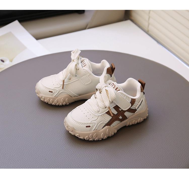 2025 Spring & Autumn Genuine Leather Breathable Boys' & Girls' Soft Sole German Training Sports Shoes