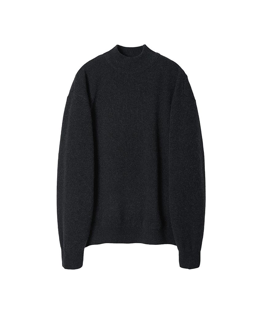 Leopeusaideu Mock Turtleneck Knit Ash Black