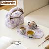Caramel Glaze Butterfly Love Peony Ruyi Travel Tea Set Kit Antique 1 Pot 2 Cups Tea Making Organizer Portable Picnic Stock Bags