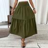 Women's Fashion  Pleated Floral Print Elastic Waist  Loose Splicing A Line Pocket Skirt