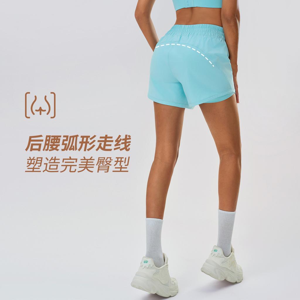 Schnelltrocknende atmungsaktive Fitness-Shorts Damen Fake Two-Piece Bund mit Kordelzug zum Abdecken der Hüften und zur Betonung der Schlankheit Yogahose Sommer D