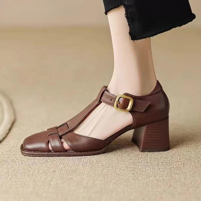 Fashion High Heels Women Sandals Elegant Chunky Shoes Brand New Woman Heeled Shoes 2025 Summer Designer Pumps Fashion Zapatos De Mujer