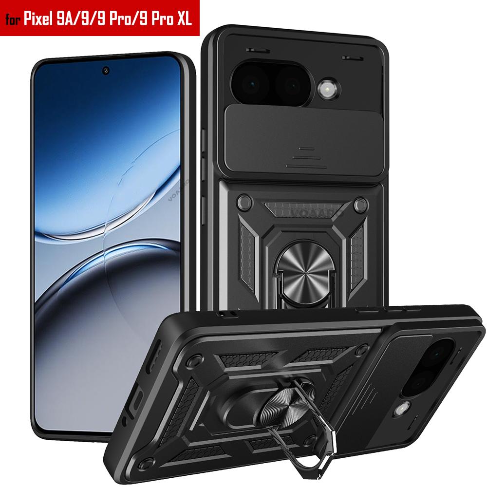 Slide Lens Armor Funda for Google Pixel 9A Case Magnetic Ring Stand Holder Cover for Google Pixel 8 9 Pro XL 8A Case
