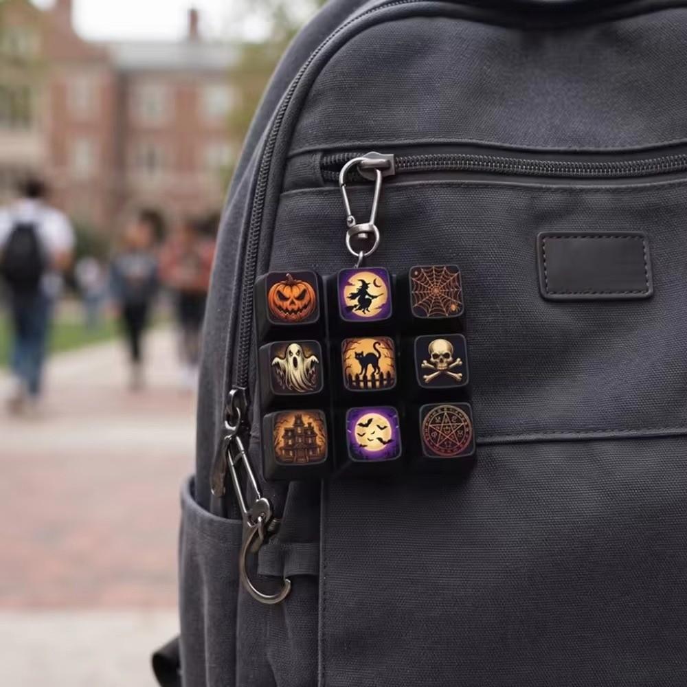 Witch Theme Clicker Fidget Keyring 9-Key Keycap Clicker Keychain Fidget Keychain Halloween Party