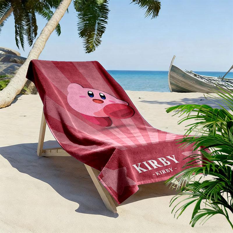 Kirby poster Print Beach Towel, Large Soft Quick Dry Towel for Beach Camping Swimming
