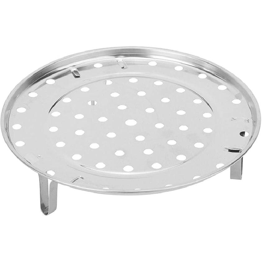 Stainless Steel Steam Holder Steam Rack Round Steaming Plate for Pots Pans Crock Pots with Supporting Feet(Medium diameter 24cm) Medium diameter 24cm
