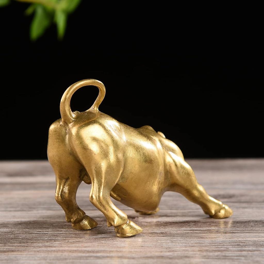 BRASSTAR Brass Fengshui Handmade Bull OX Statue Charm Lucky Wealth Figurine Business Gift Home Decoration TQGJPT1
