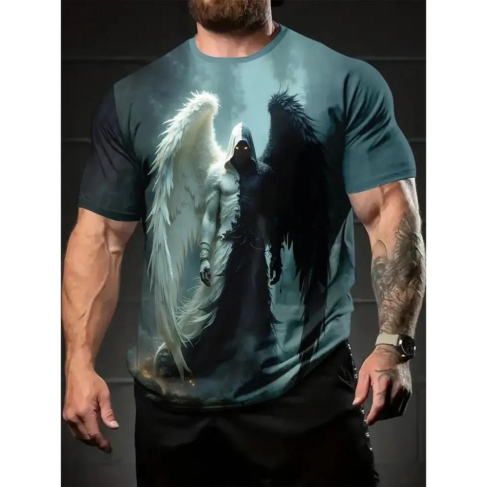 Sommer Herren Freizeit Mode Kreativ Lässig Täglich T-Shirt Locker Lässig T-Shirt 3D Digital Farbe Gedrucktes T-Shirt