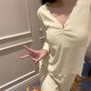 New Pajamas for Women Spring Sweet Square Neck Pajamas Set with Breast Pads Home Clothes Island Velvet Ruffles Home Clothes