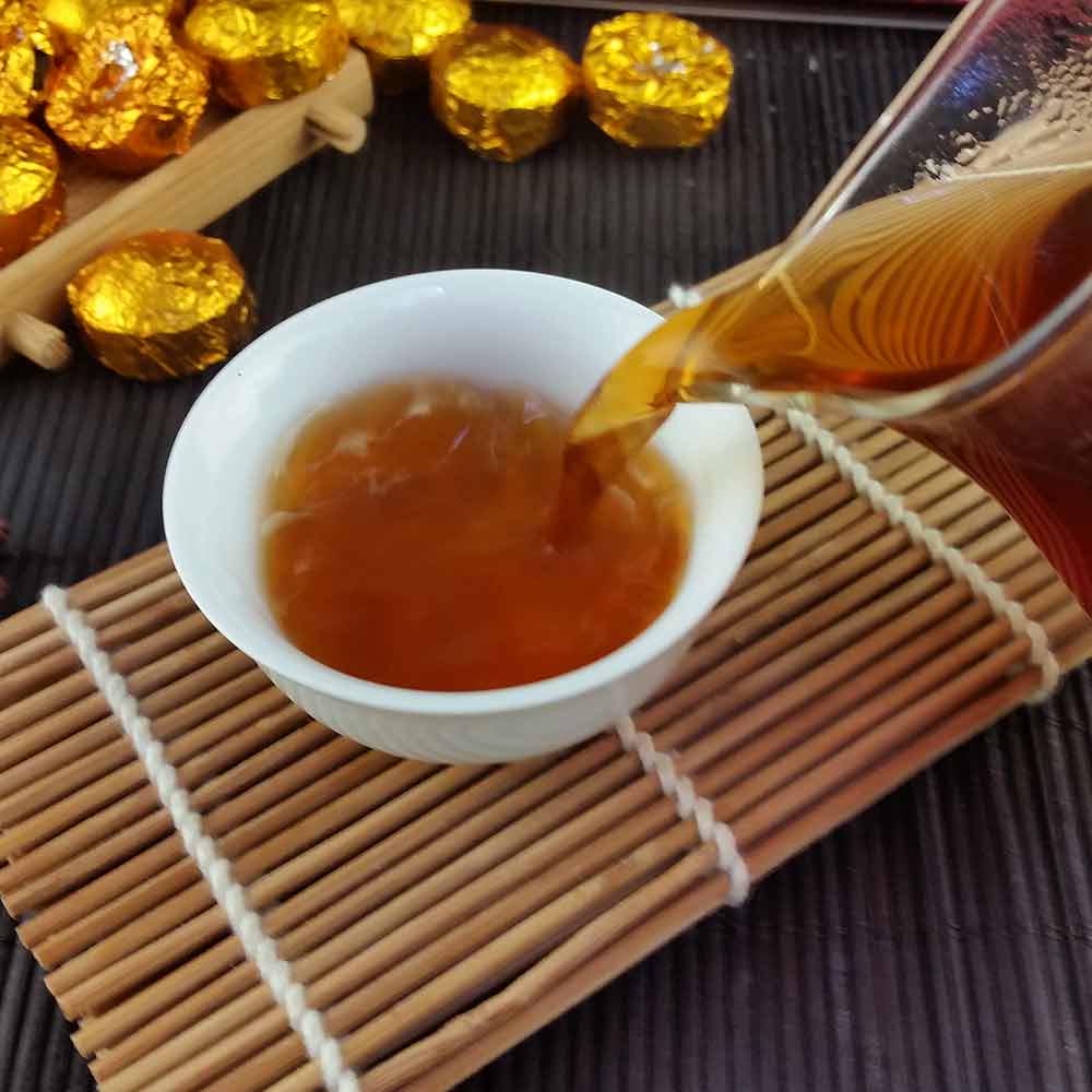 Mini Shu Puerh doré, emballage en feuille d'étain, 75g, Yunnan Shu Puer Tuocha Pu'er, année 2021/2022