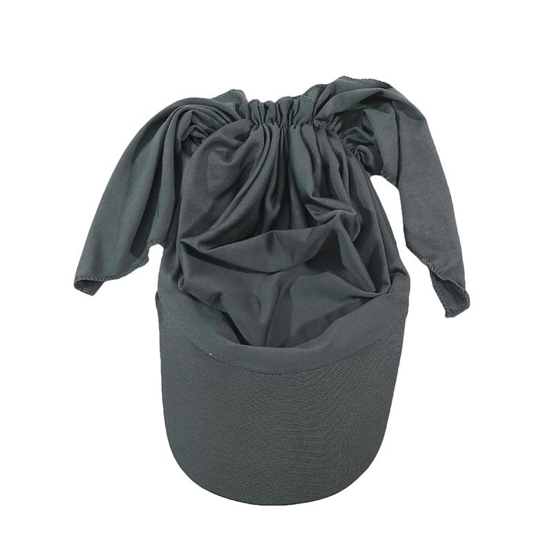 Women Brim Cap Sun Visor with Pre-Tied Turban Caps Head Scarf Hijab Pure Color Bandage Muslim Female Fashion Outdoor Hat