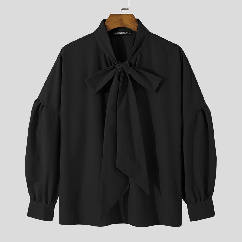 

INCERUN Мужские весенние галстуки повседневные свободные рубашки больших размеров XL чёрный